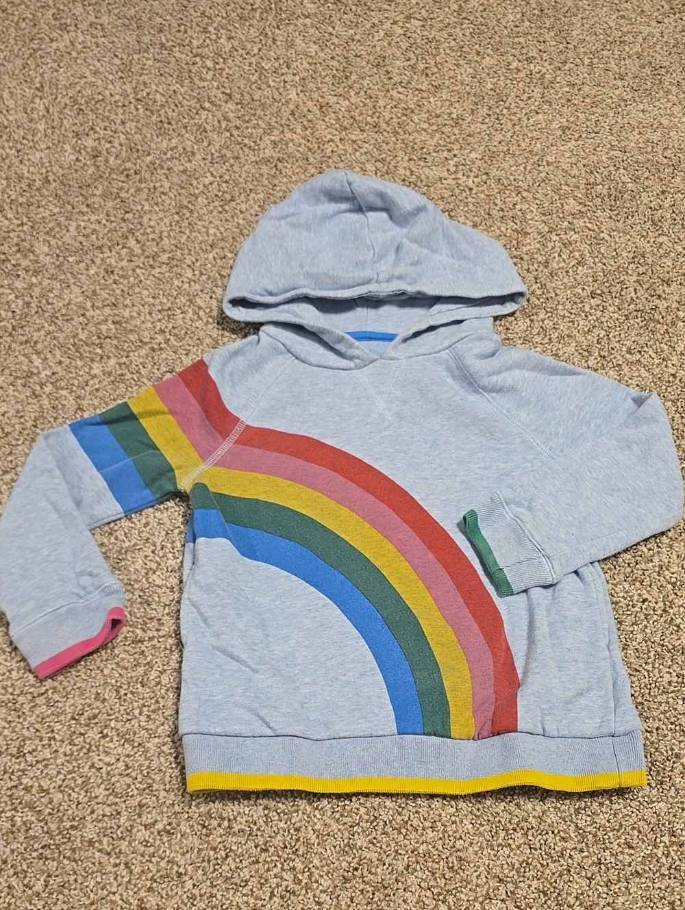 Mini Boden Marl Rainbow Applique Hoodie With Side Pockets